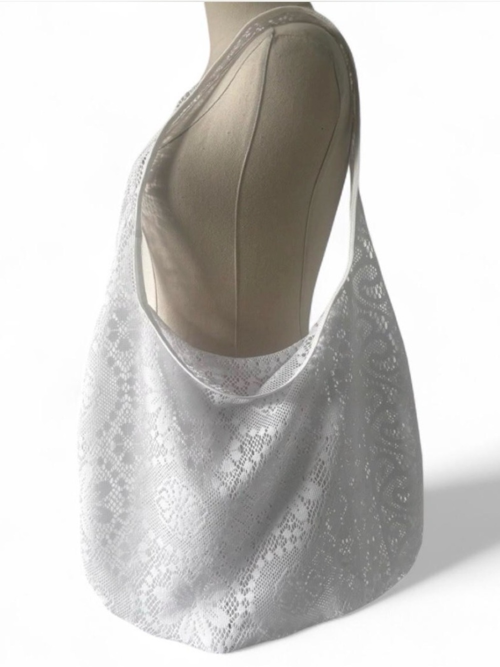 Dainty Handmade Lace Market Tote Coquette Style Summer Reusable Bag